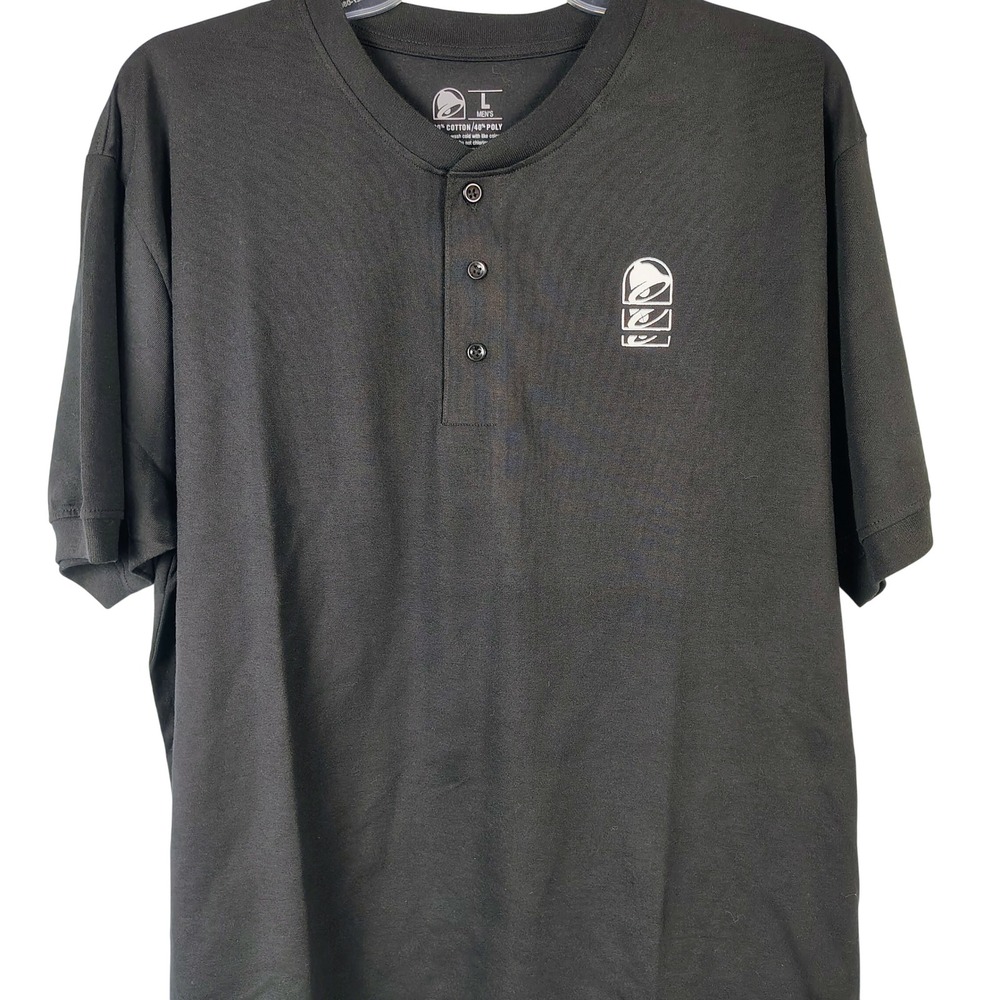 Taco Bell Mens L Henley Shirt Black Life is Better with the Bell Graphic Cotton